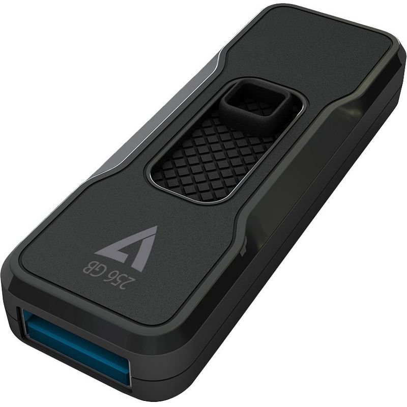 V7 256GB USB 3.1 Flash Drive - With Retractable USB Connector - 256 GB - USB 3.1 - 120 MB/s Read Speed - 25 MB/s Write Speed - Black - 5 Year Warranty