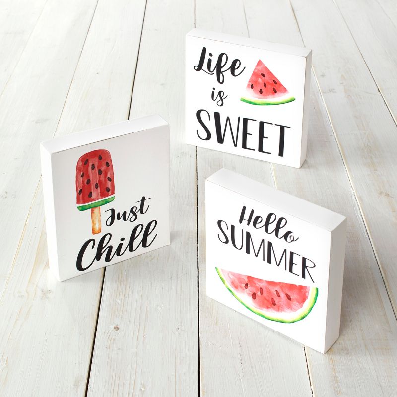 Lakeside Wooden Watermelon Wall Signs - Summer Farmhouse Accents - Set of 3