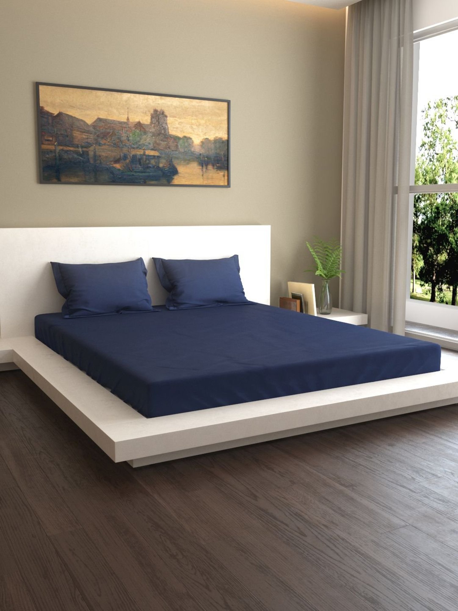 Mark Home Naturelle 400 TC Navy Bed Sheet Set