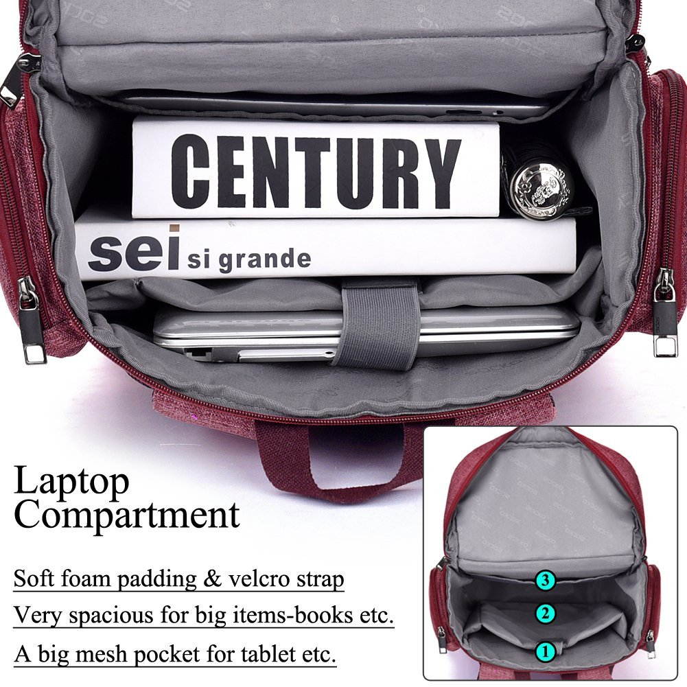SOCKO Laptop Backpack , Multifunctional Unisex Luggage & Travel Bags Knapsack,rucksack Backpack Hiking Bags Students School Shoulder Backpacks Fits Up to 17.3 Inch Laptop Macbook Computer,Red