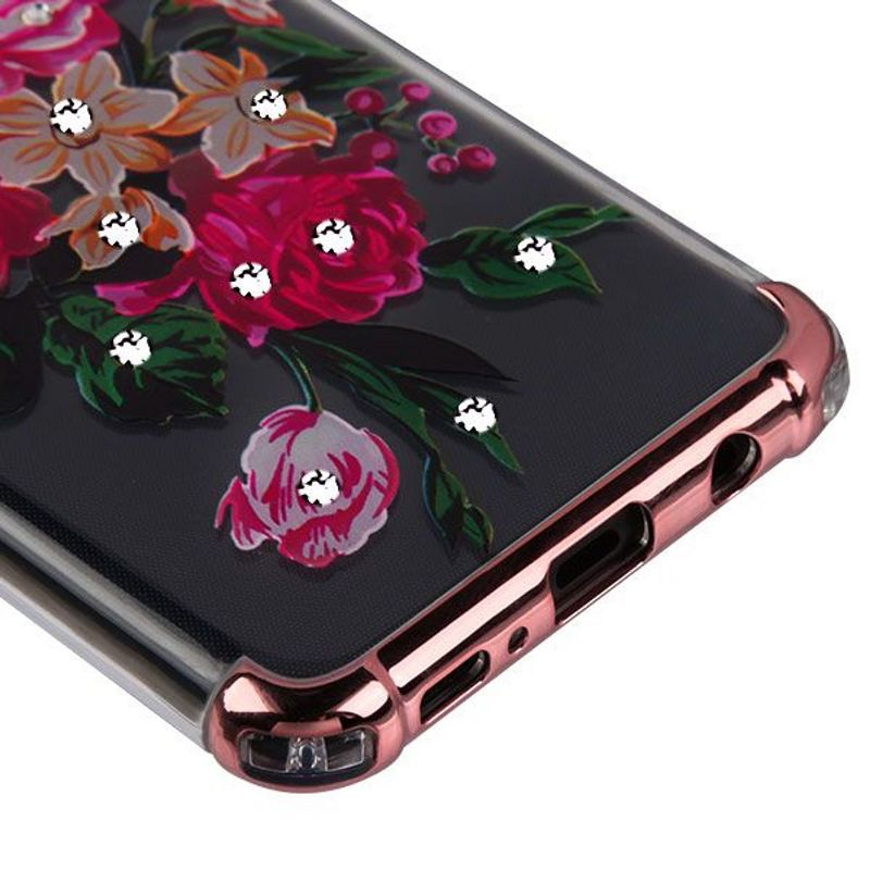 ASMYNA For Samsung Galaxy S10e Clear Multi-Color Peony Klarion Candy TPU Case w/Diamond