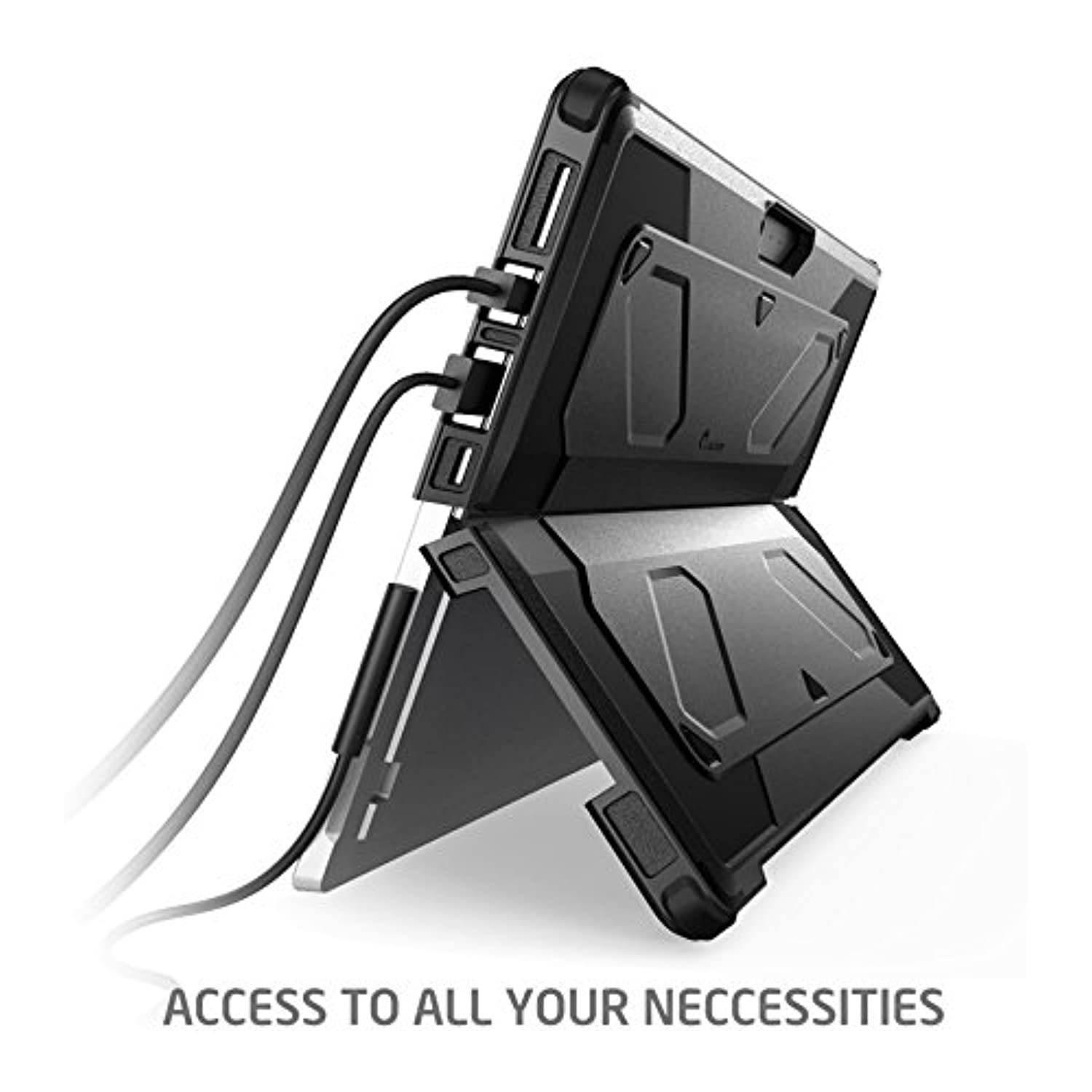 The New Surface Pro 2017 Case, Heavy Duty i-Blason Armorbox Dual Layer Hybrid Full-Body Protective Kickstand Case Compatible with Microsoft Surface Pro 4 2015 NO Built in Screen Protector (Black)