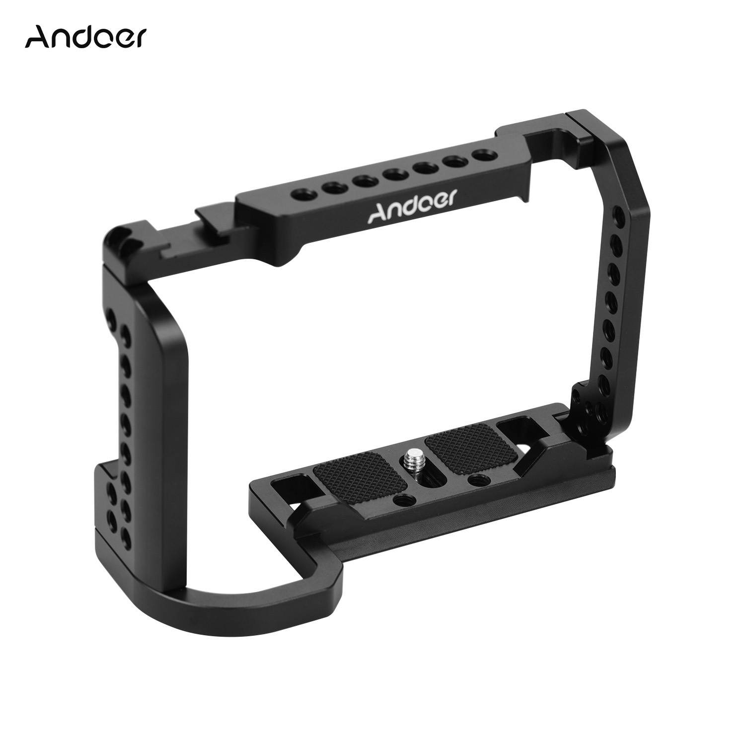 Andoer Aluminum Alloy Video Camera Cage with Cold Shoe Mount 1/4 Inch Screw Holes Compatible with Nikon Z6/Z7
