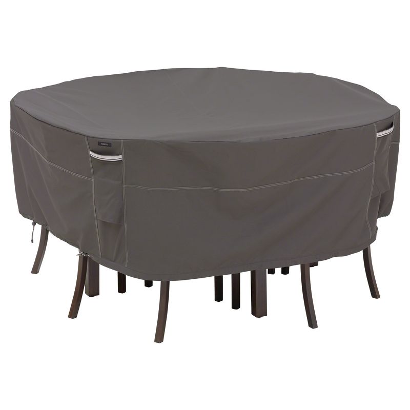 Ravenna Patio Round Table And Chair Cover - 70" DIA x 23" - Dark Taupe - Classic Accessories