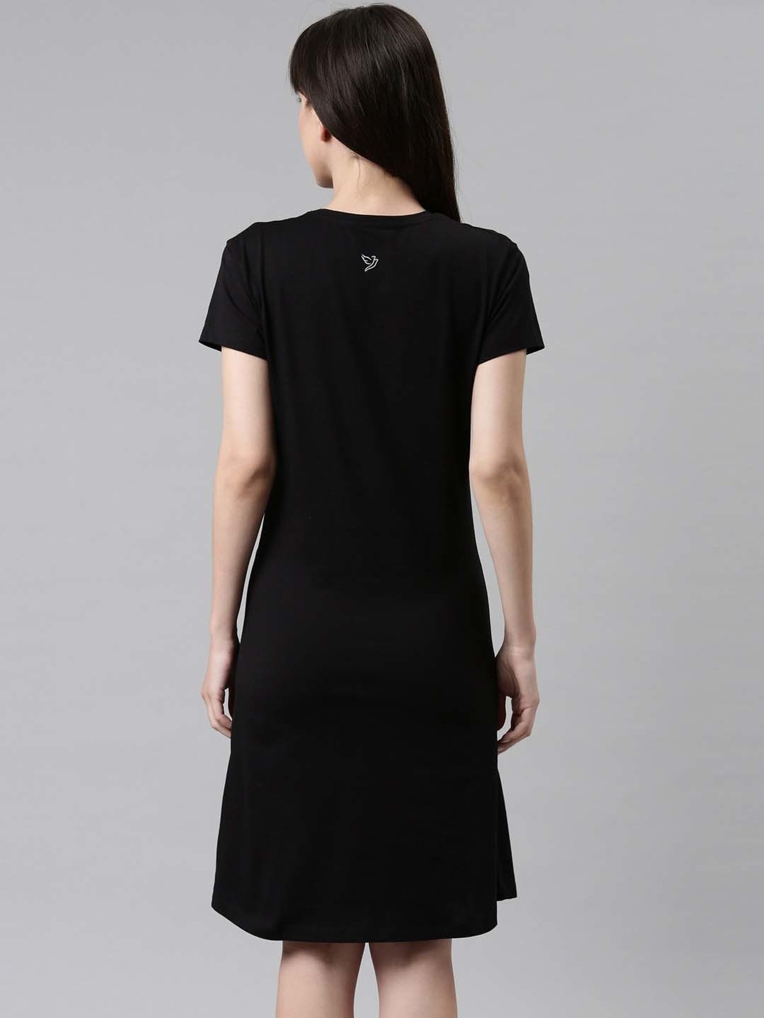 TWIN BIRDS Black Printed Sleep Tee