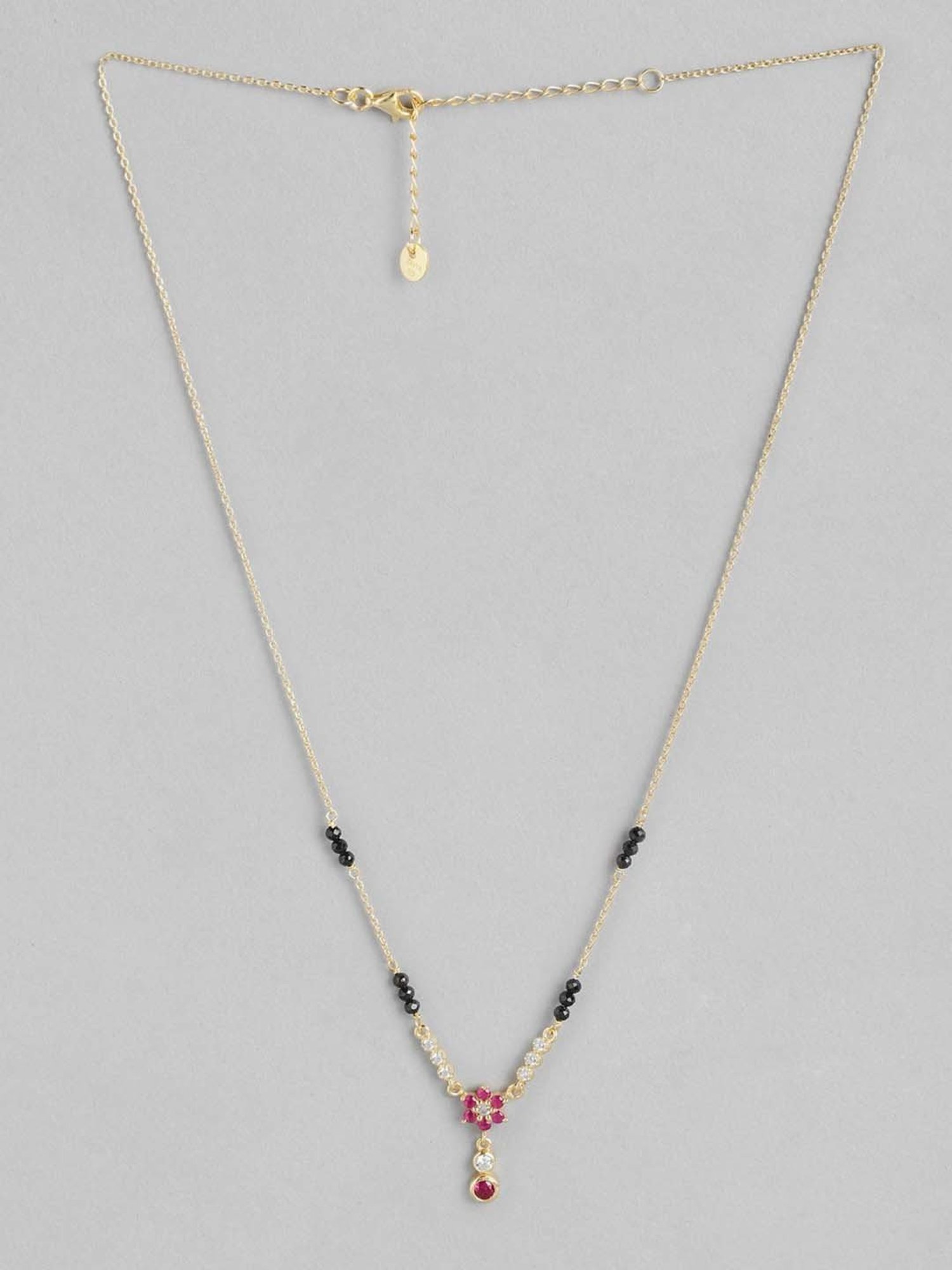 Zavya 925 Silver Eternal Petals Gold Plated CZ Flower Mangalsutra for Women