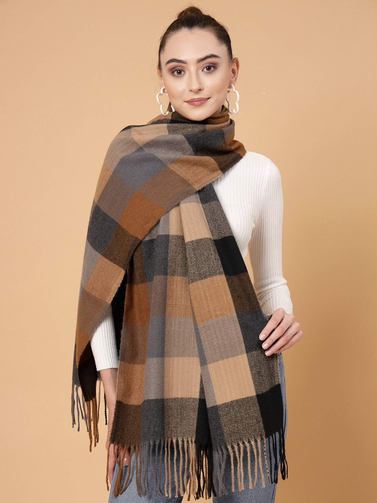 Mafadeny Brown Checks Stole