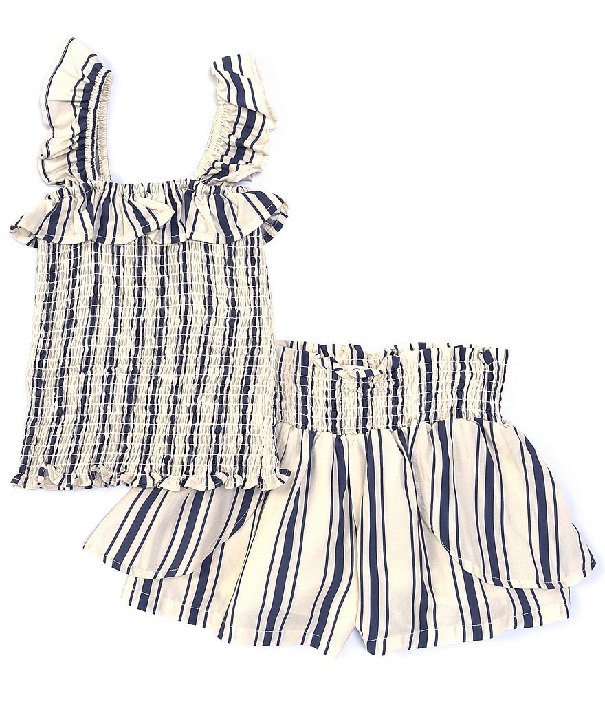 Ally B Big Girls 7-16 Flutter-Sleeve Dotted Top & Shorts Set