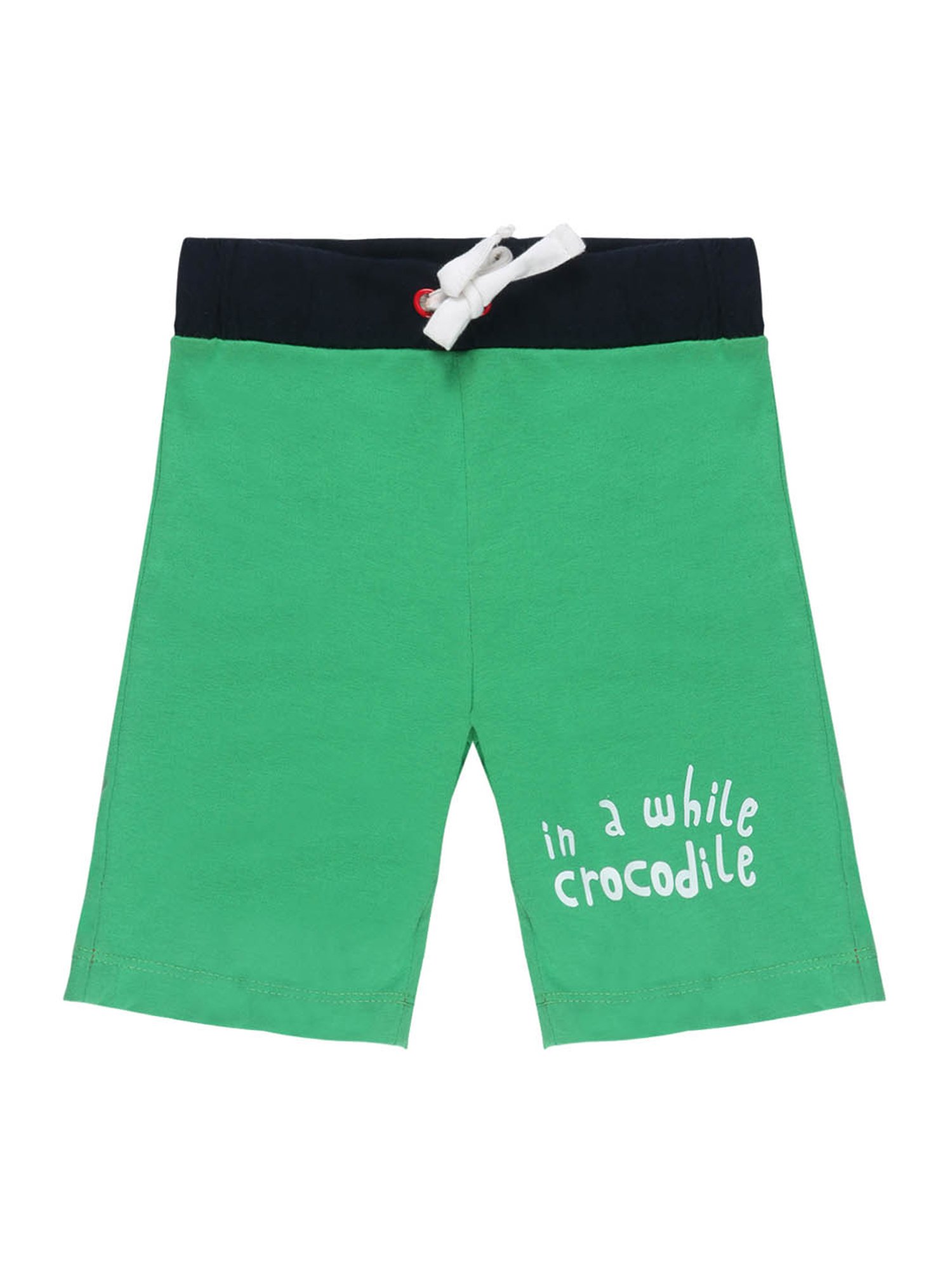 Lazy Shark Kids White & Green Printed  T-Shirt with  Shorts