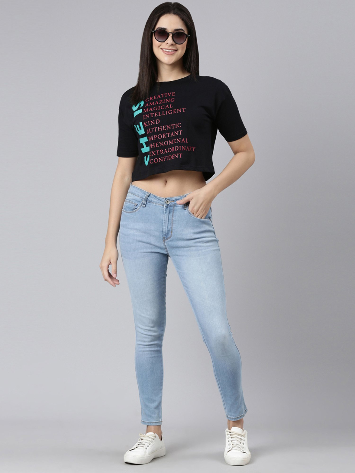 Kryptic Pure Cotton Printed Drop Shoulder Oversized Crop T-Shirt