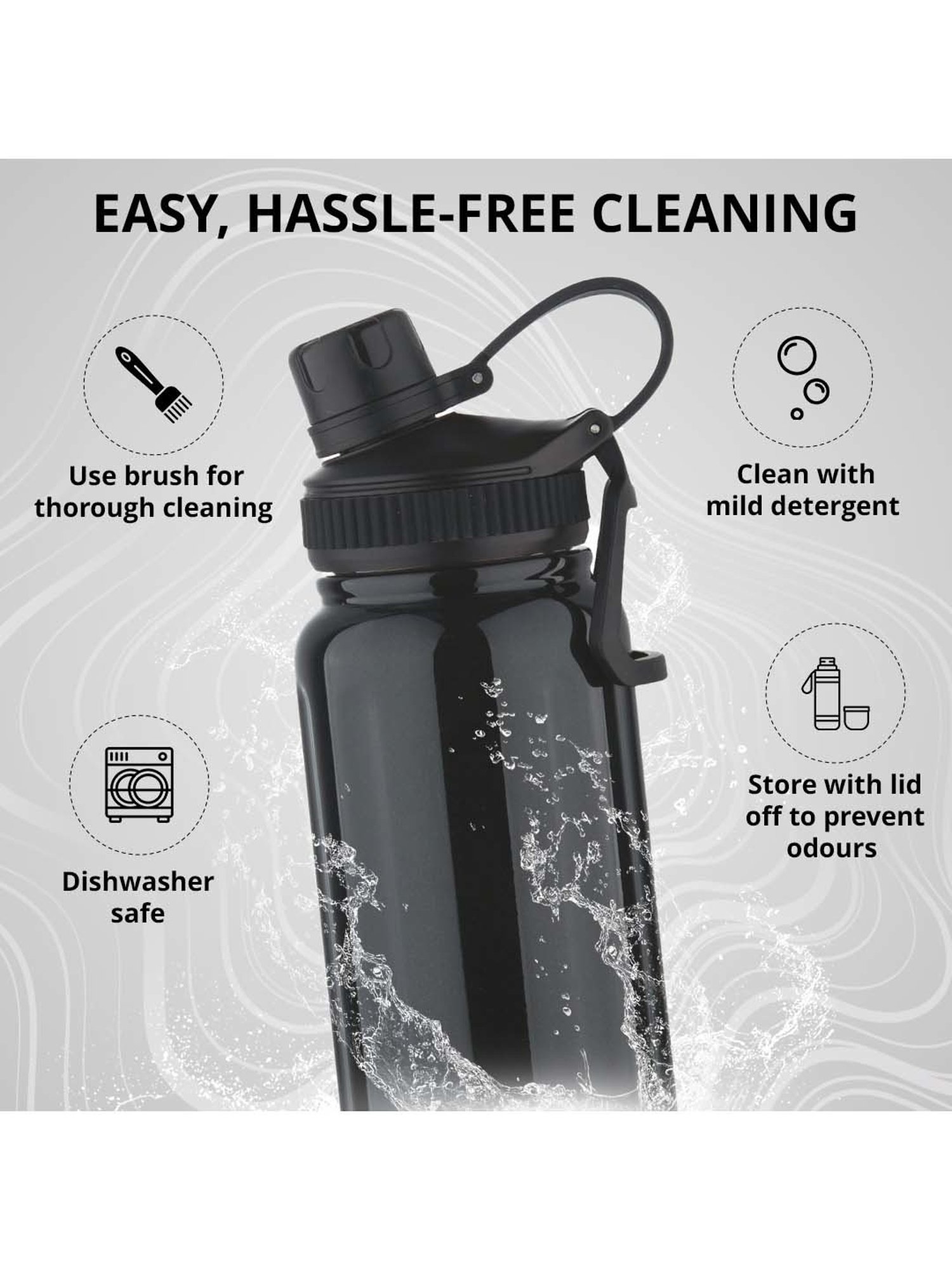 Bergner Walking Black Stainless Steel Thermosteel Hot and Cold Bottle (0.5 L)