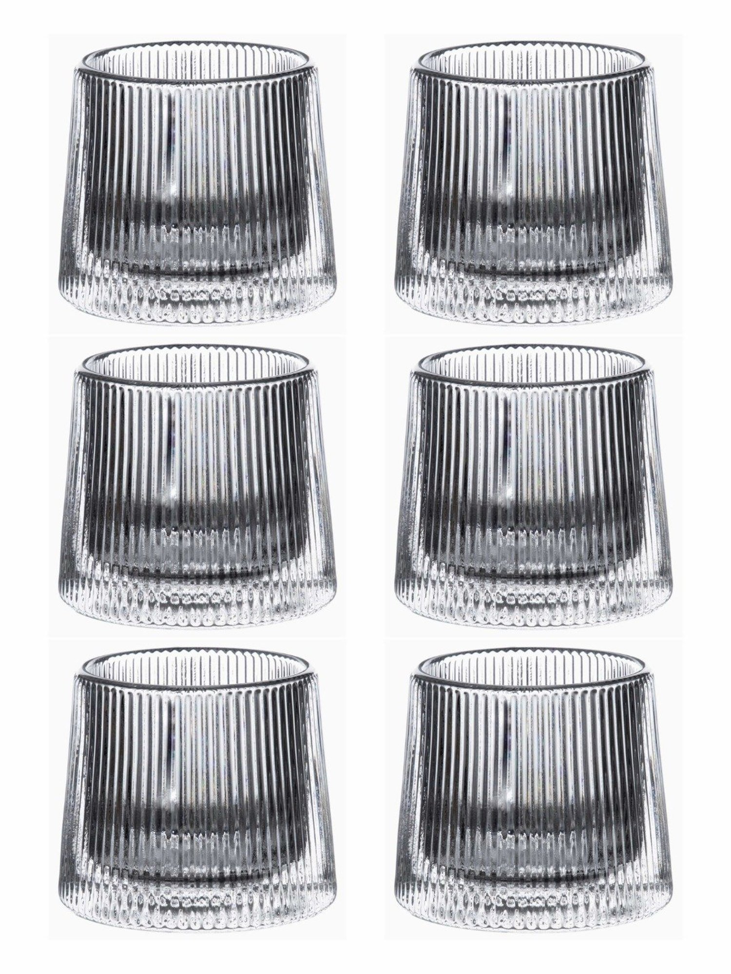Goodhomes Textured Transparent Glass Tumbler - Set of 6 (180ml)