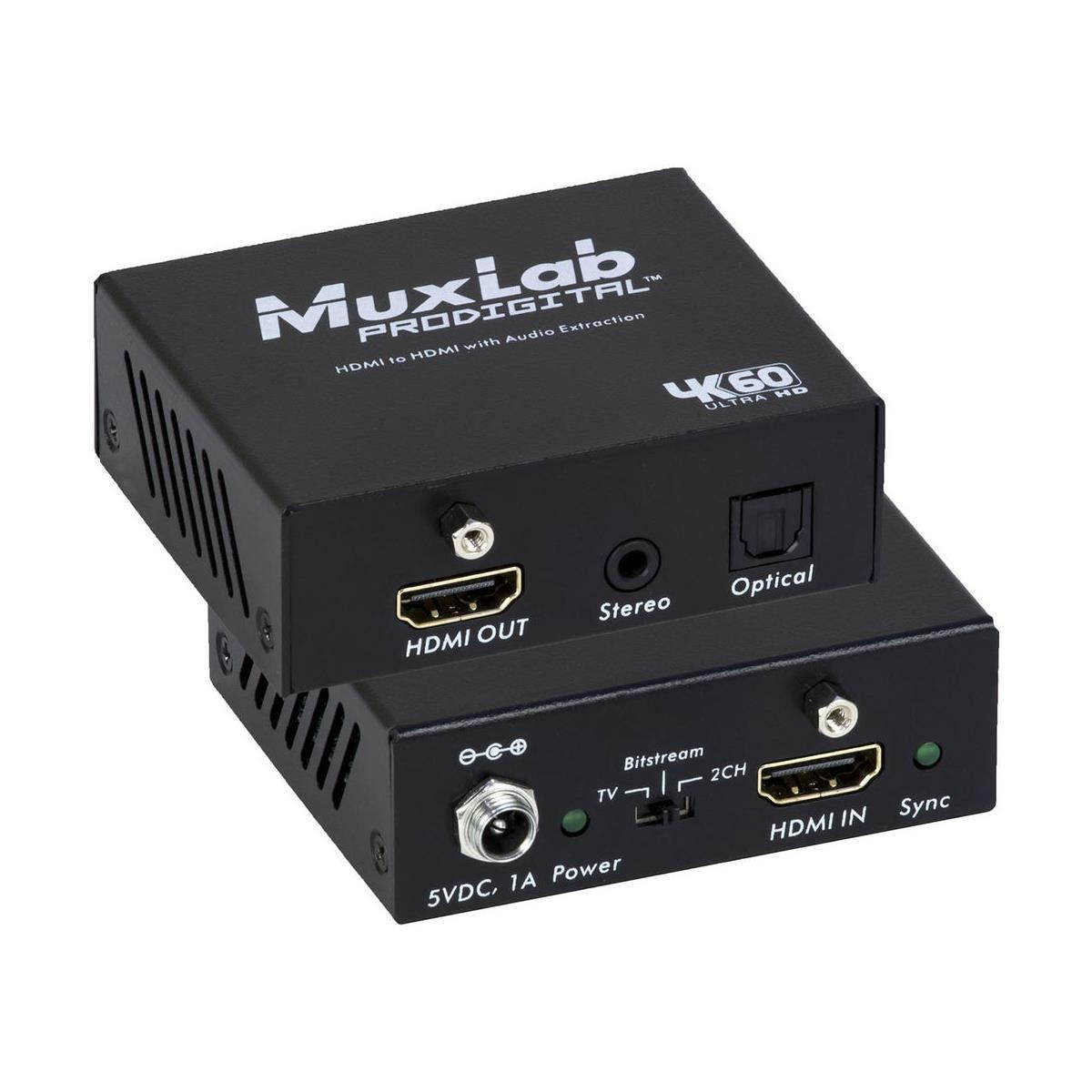 MuxLab 500436 4K/60 HDMI to HDMI Extender with Audio Extraction w/2-Yr Warranty