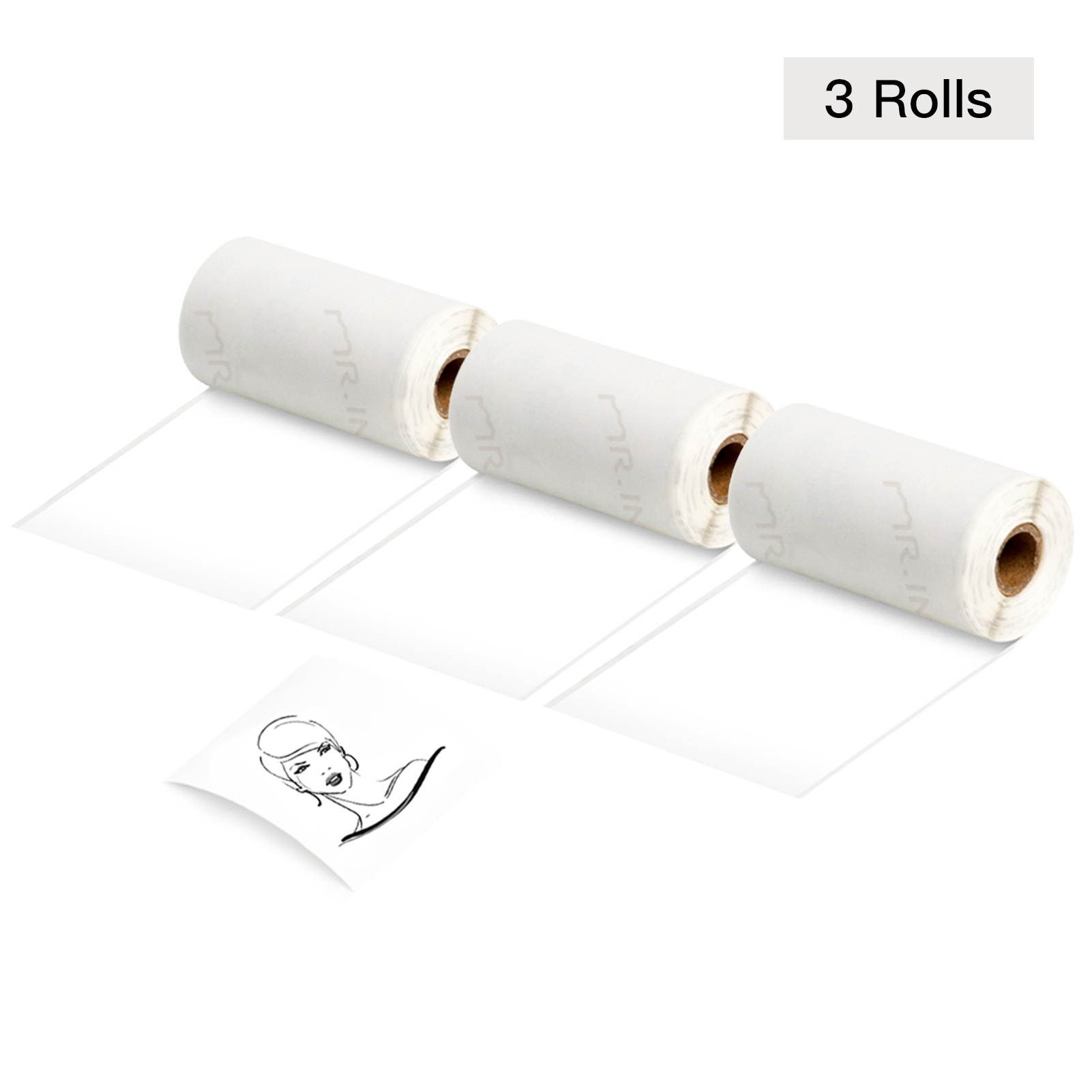 Aibecy 3 Rolls Self-Adhesive Thermal Paper Black on White 50mm*3.5m Compatible with Phomemo M02/M02S Thermal Printers
