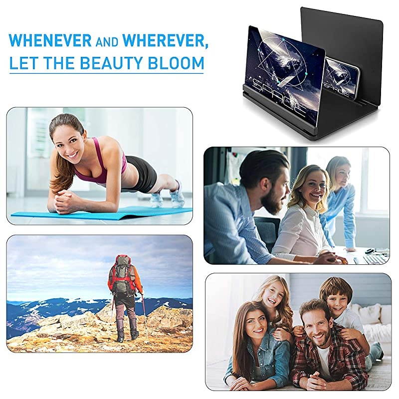 Magnifier for Cell Phone Phone Magnifier 12 Inches Foldable Phone StandSmart Phone Projector for Movies Videos and GamingBlack