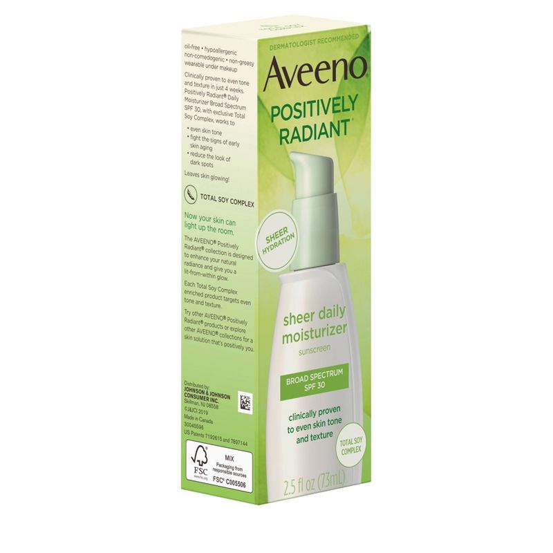 Aveeno Positively Radiant Sheer Daily Moisturizing Lotion - Dry Skin - SPF 30 - 2.5 fl oz