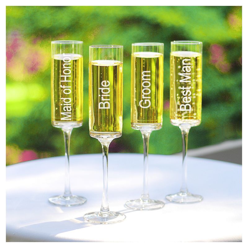 4ct Wedding Party Contemporary Champagne Flutes