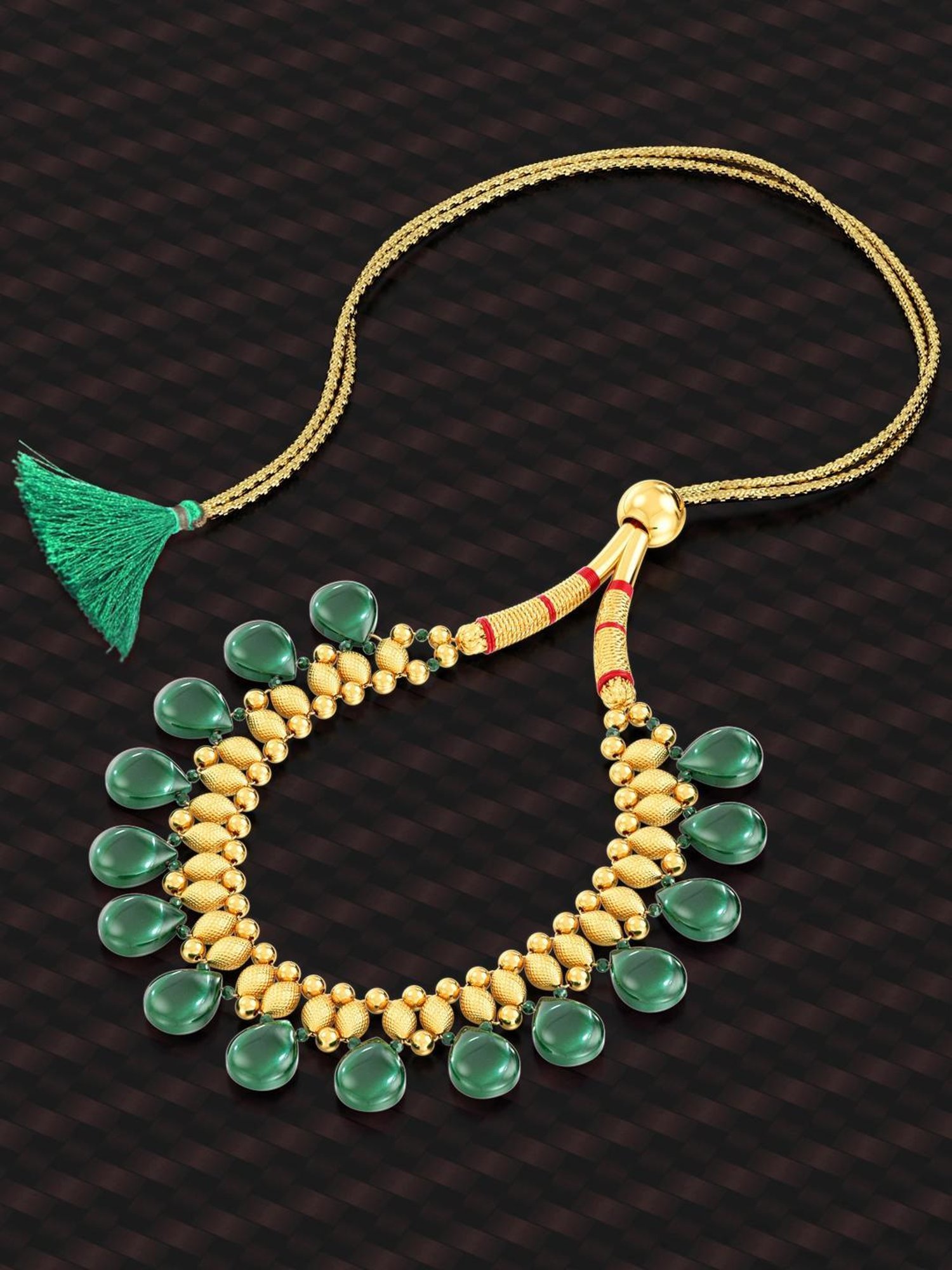 CKC Repouss&iquest; Work Rudraksha Gold Extender Neck Chain: Spiritual Elegance