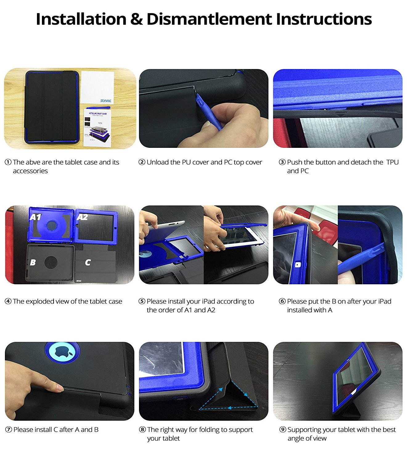 Werleo iPad Mini 1 2 3 Case Three Layer Shock Proof Protective Case for Kids Adults Smart Cover Auto Sleep Wake & PU Leather Folio Stand Function iPad Mini 1st 2nd 3rd Generation