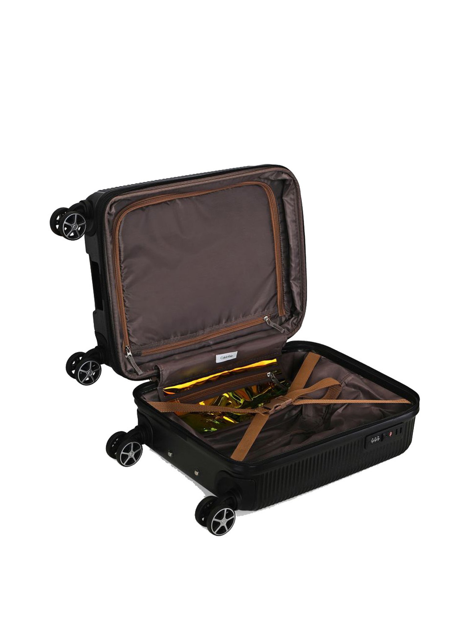 Calvin Klein Avenue Black Textured Hard Cabin Trolley Bag - 52 cm