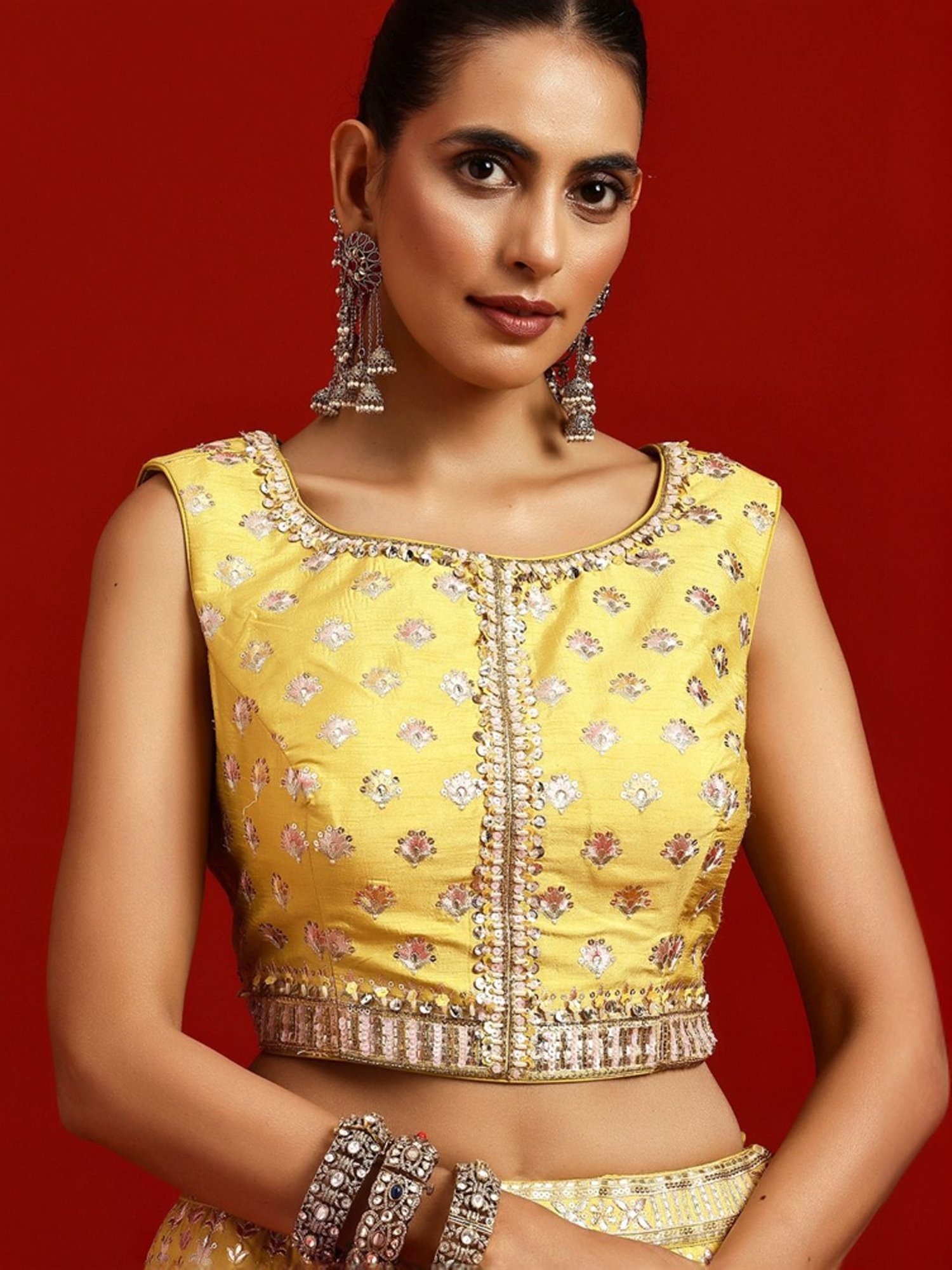 Libas Art Yellow Embroidered Lehenga Choli Set With Dupatta