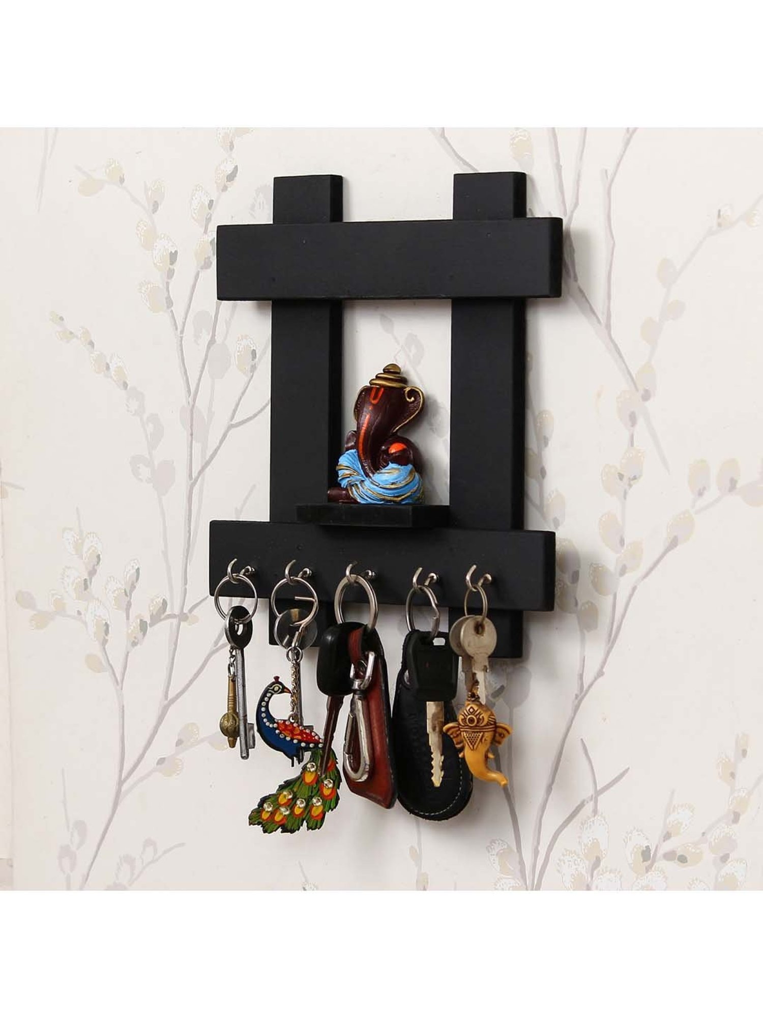 eCraftIndia Lord Ganesha Wooden Keyholder with 5 Key Knobs