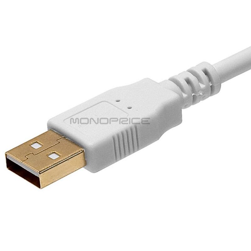 Monoprice USB 2.0 Cable - 3 Feet - White | USB Type-A Male to USB Type-B Male, 28/24AWG, Gold Plated