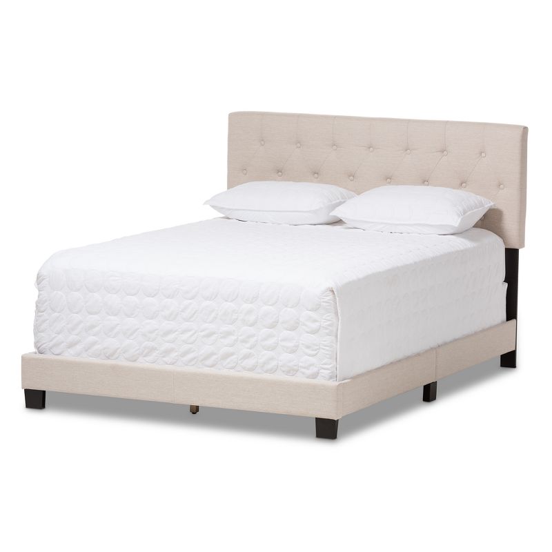 Cassandra Modern and Contemporary Fabric Upholstered Bed - Queen - Light Beige - Baxton Studio