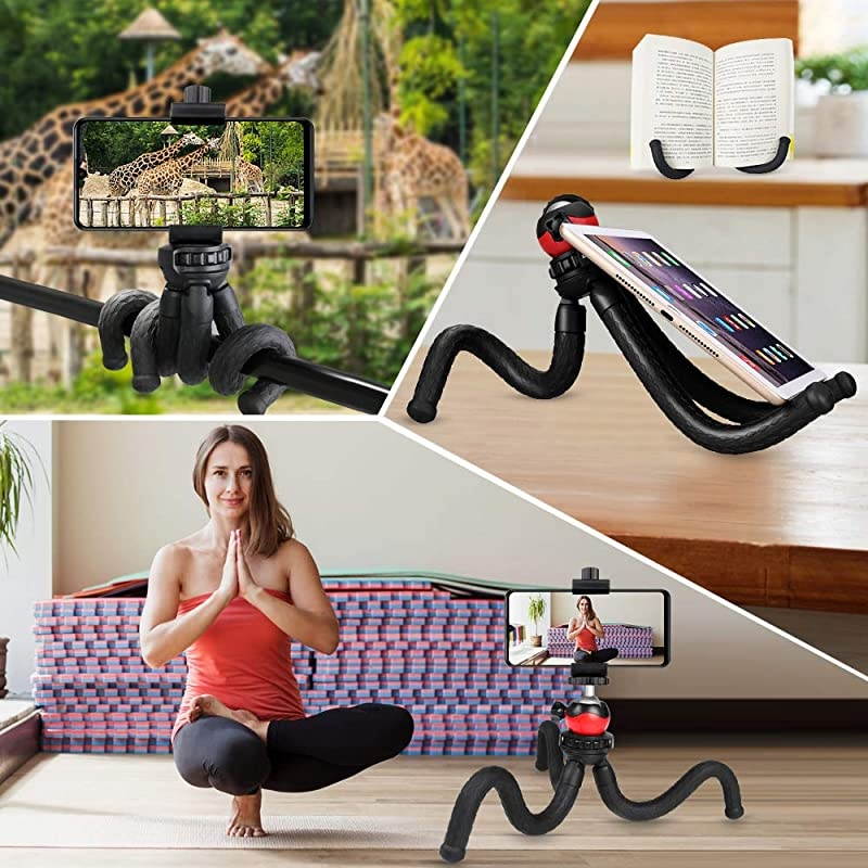 Tripod Portable Cell Camera Tripod Stand with Wireless Remote Flexible Tripod Stand for SelfiesVloggingStreamingPhotography Compatible with iAndroid Sports Camera GoPro