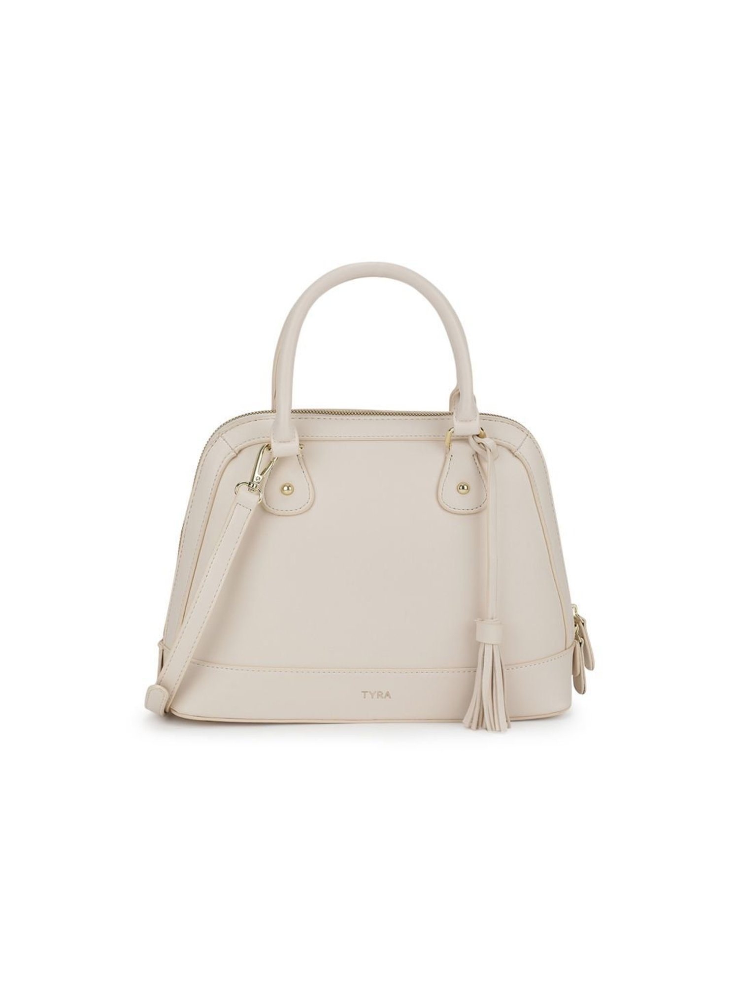 Tyra Iris Beige Solid Faux Leather Handbag