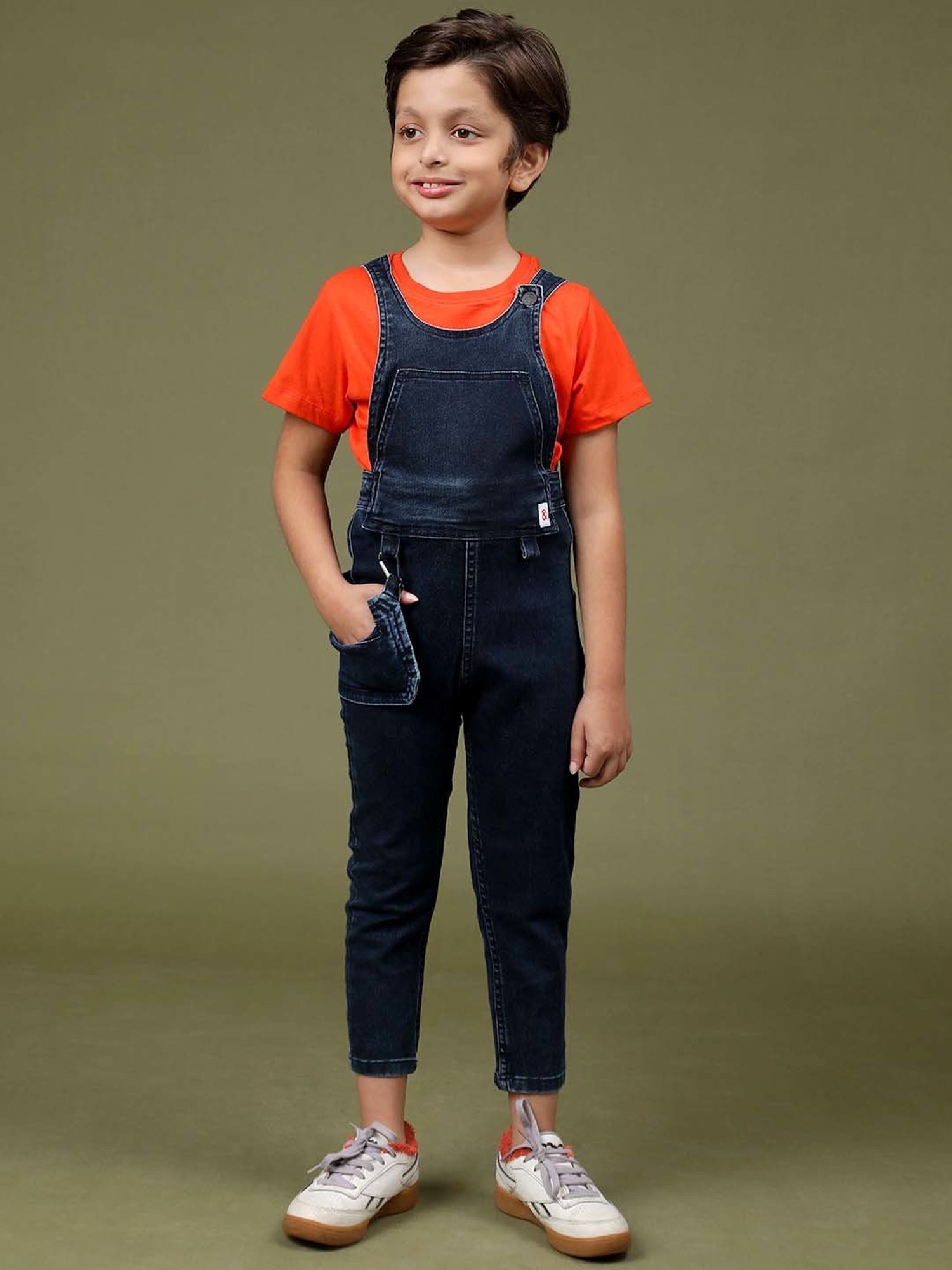 Kiddopanti Kids Blue Solid Dungaree
