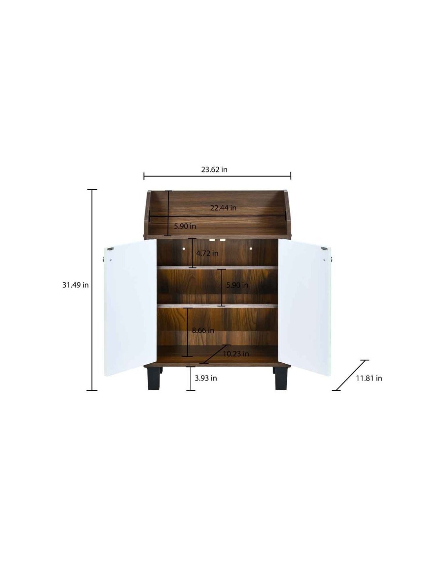 @home Aze Walnut Brown & White Engineered Wood Shoe Cabinet