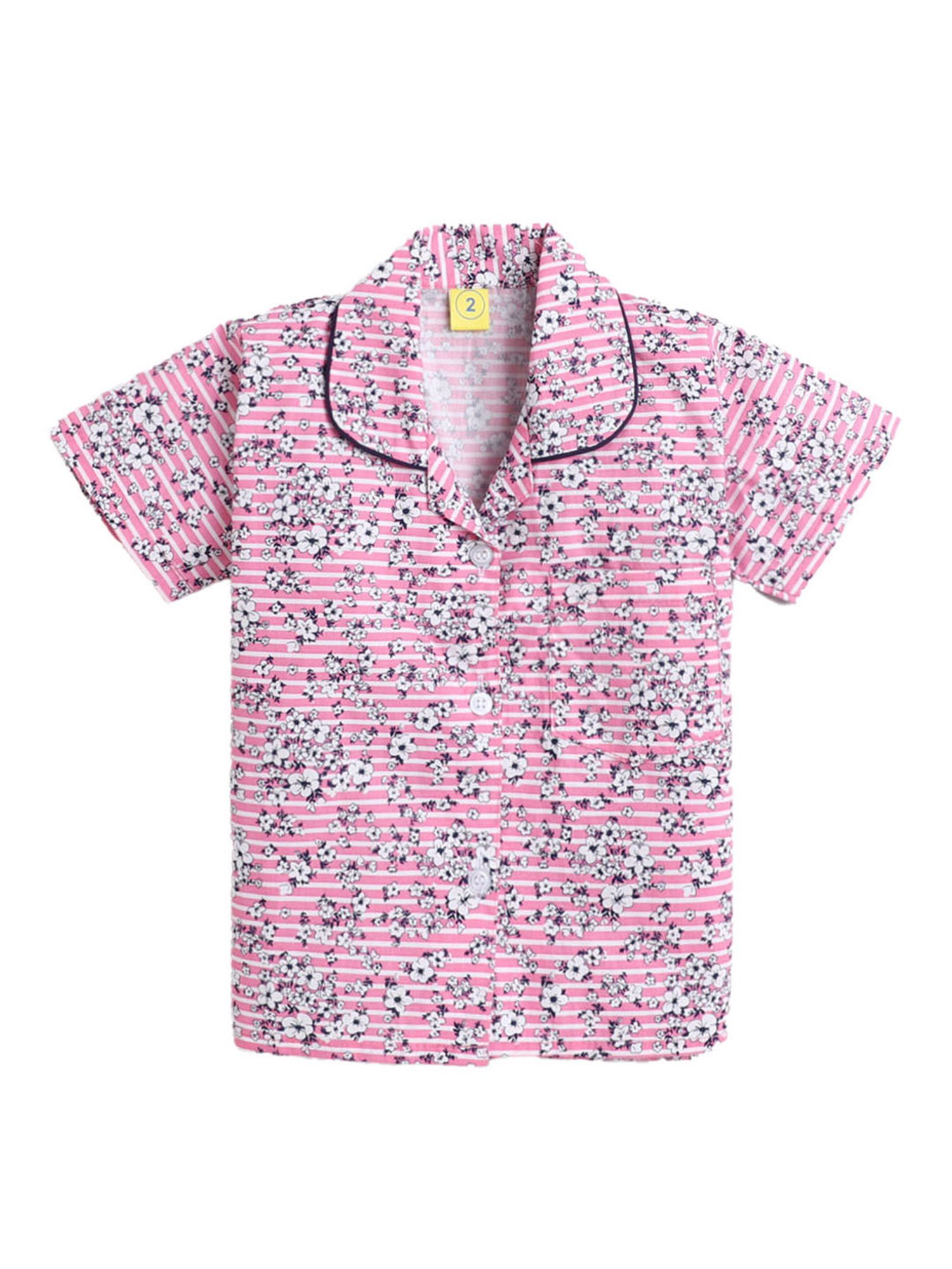 The Magic Wand Boys Pink Floral Print Shirt with Pyjamas