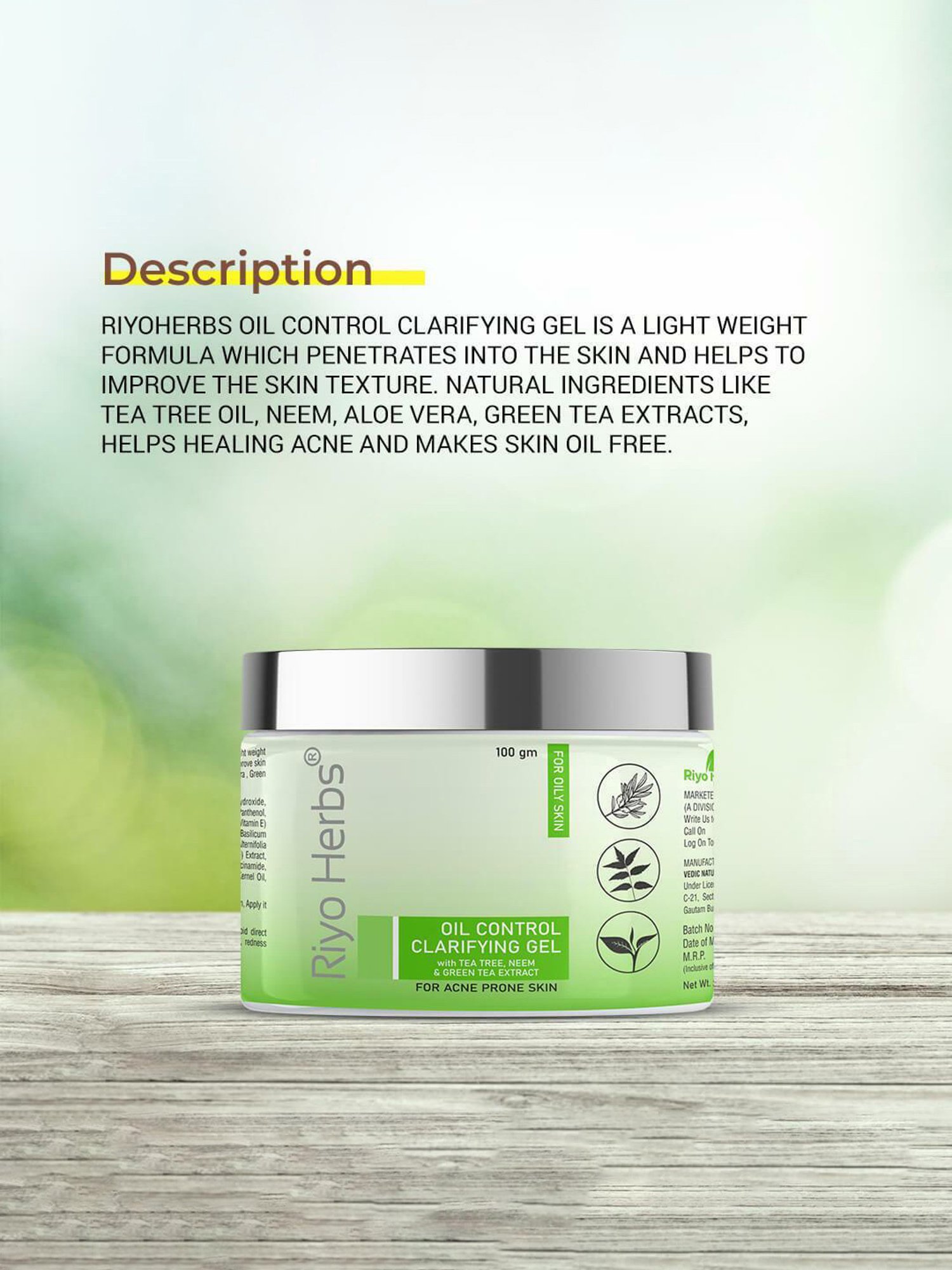 Riyo Herbs Oil Control Clarifying Gel - 100 gm