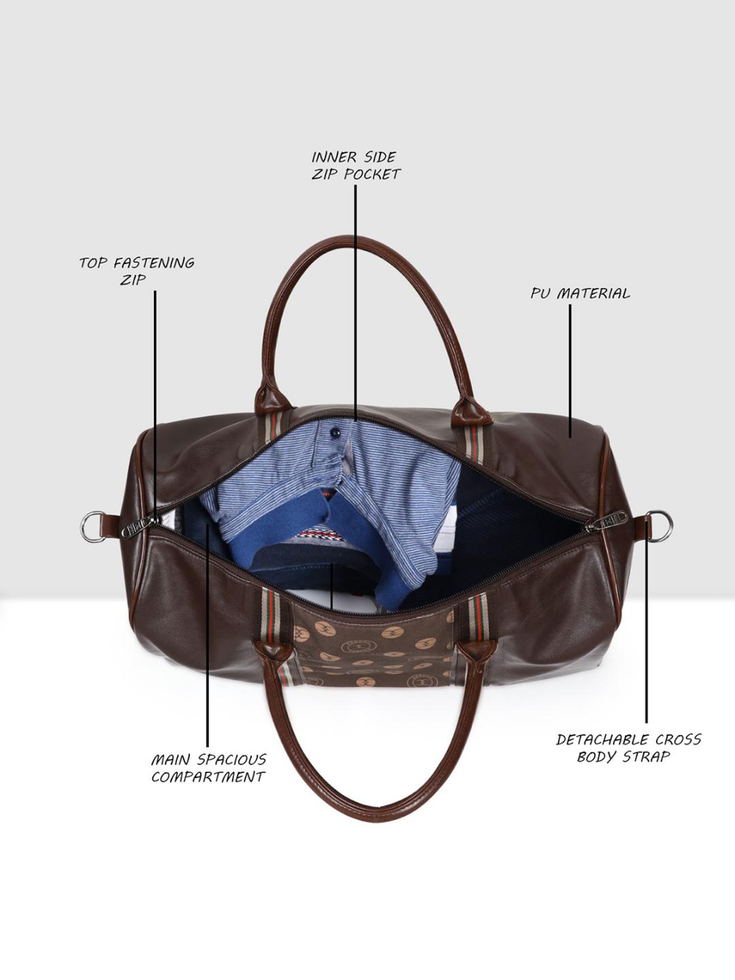 Esbeda Brown Printed Large Duffle Bag - 37 Ltrs