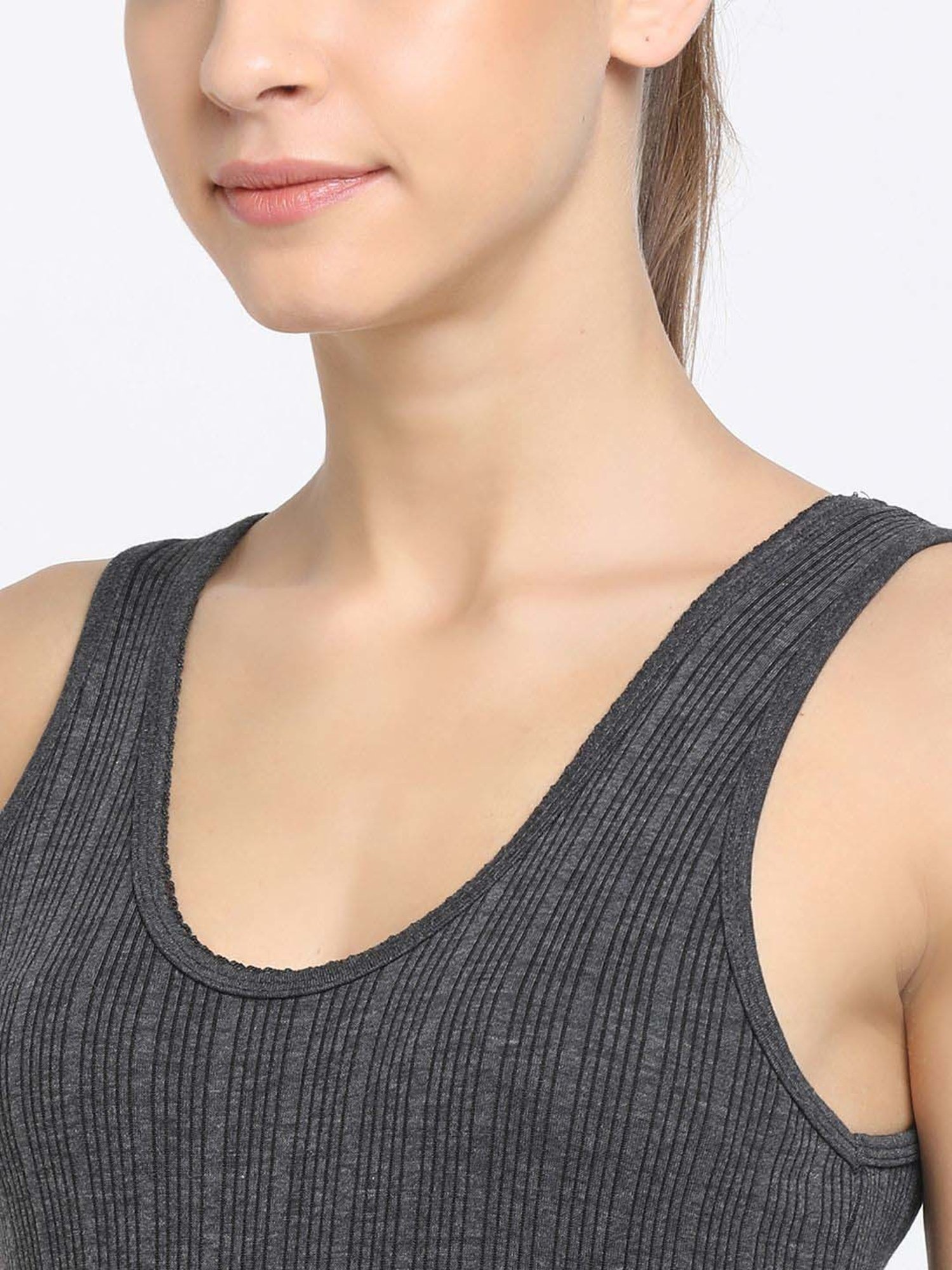 Dixcy Slimz Charcoal Melange Plain Thermal Top