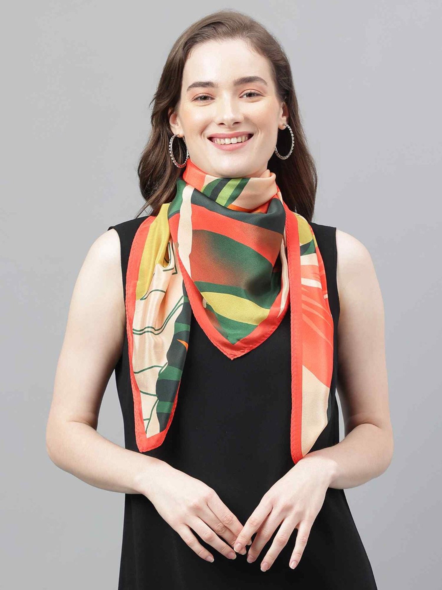 Tossido Multicolor Floral Scarf & Bag Scarf Set