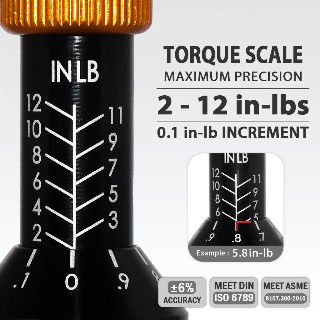 FIRSTINFO Precision Certified Torque Limiting Screwdriver, 1/4 Inch Universal Hex Bit Holder Quick Release Design, 2-12 in-lbs