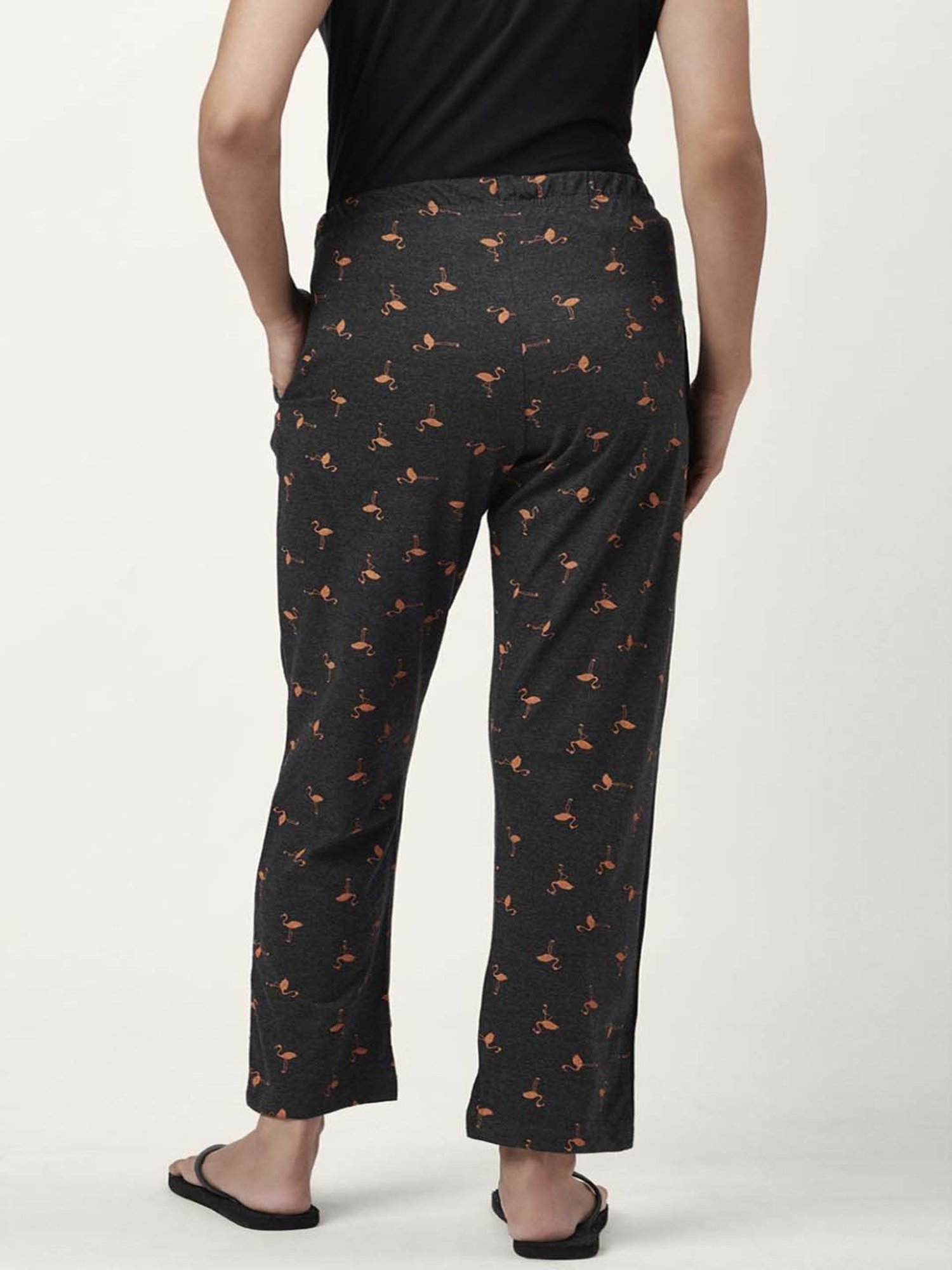 Dreamz by Pantaloons Peach Black Cotton Printed Pyjamas