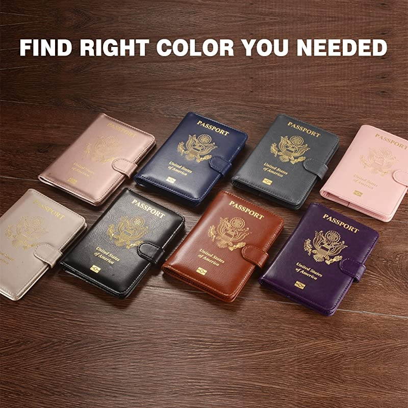 Leather Passport Holder Cover RFID Blocking Travel Passport Wallet Card Organizer passport case Brown