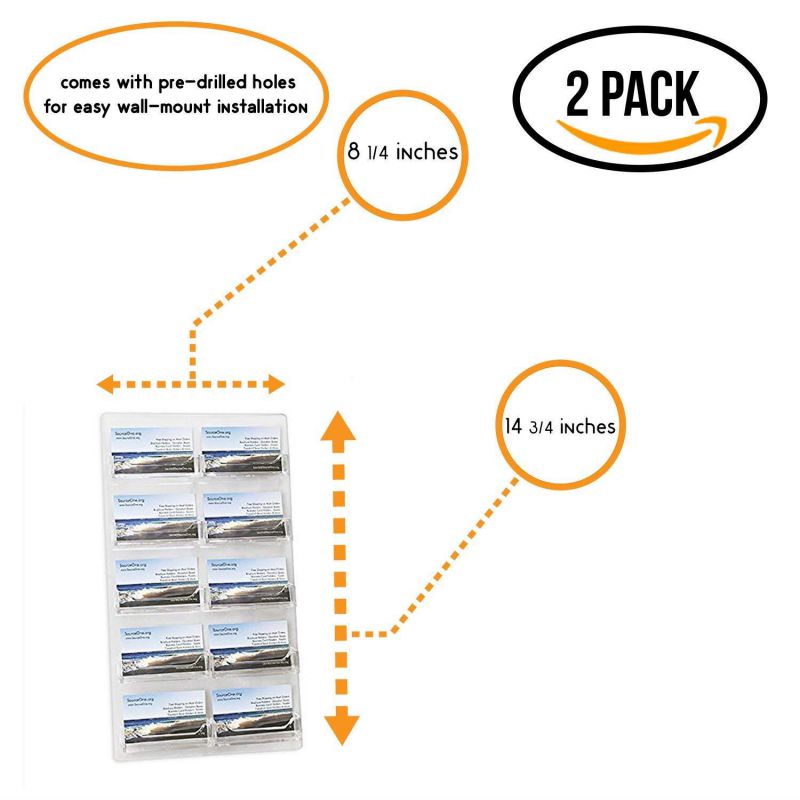 SourceOne Ten Pocket Wall Mount Business Card Holder 2-piece Set