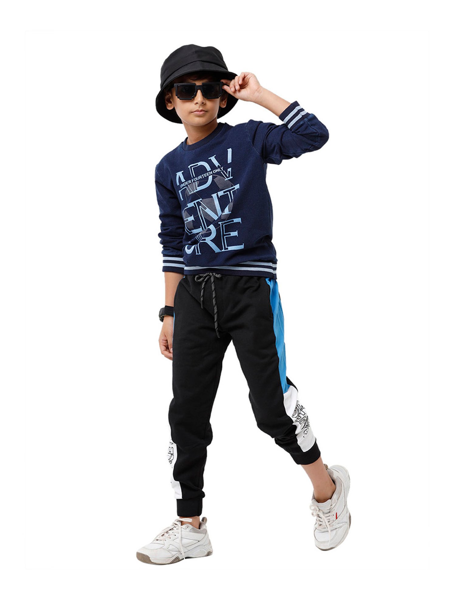 Under Fourteen Only Kids Navy Printed Full Sleeves T-Shirt