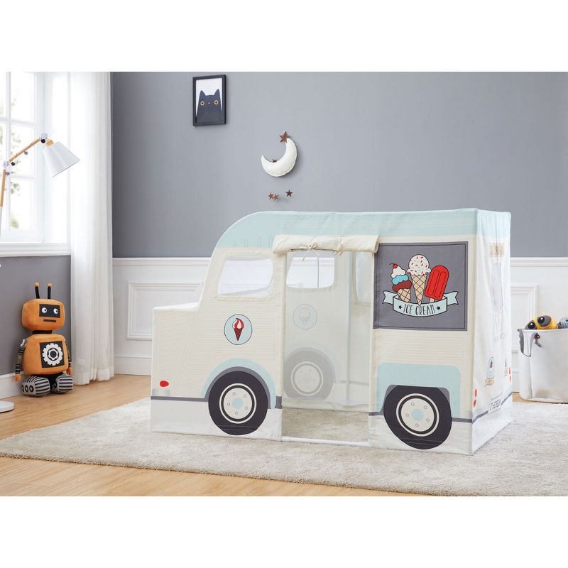 Wonder&Wise Indoor 59 x 32 x 40 Inch Childrens Kids Cotton Fabric Ice Cream Truck Pretend Play House Tent for Toddlers Ages 3 Years Old and Older