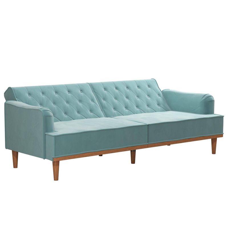 Stella Vintage Convertible Sofa Bed Futon Teal Velvet - Mr. Kate