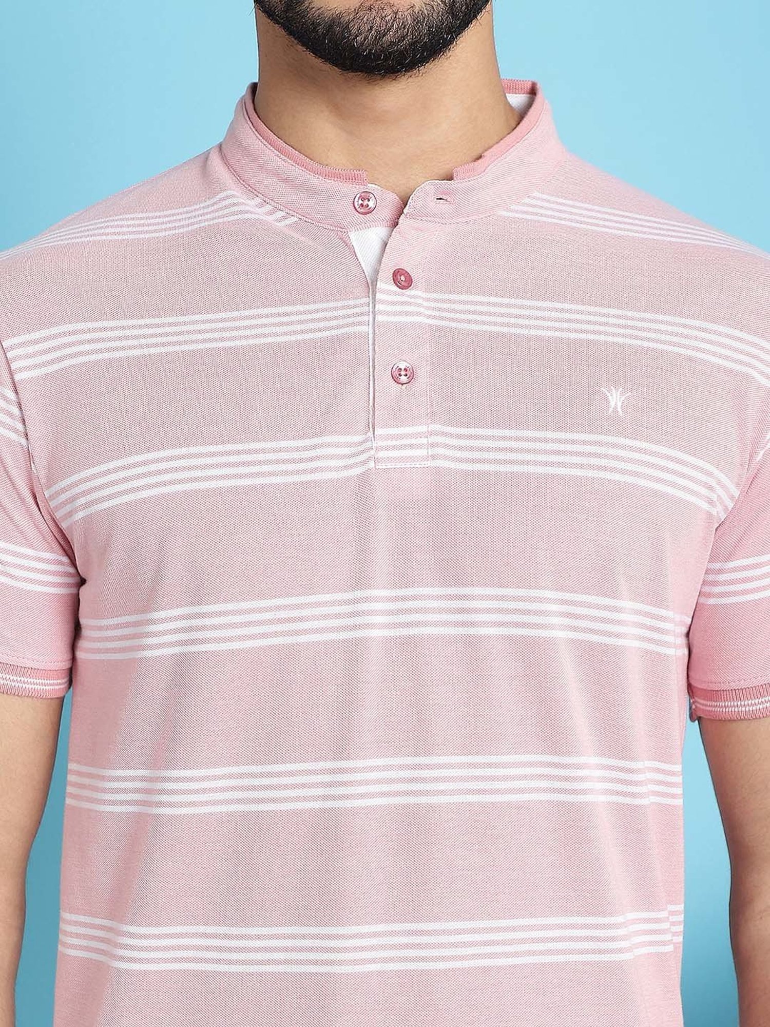 Venitian- Forbidden Clothing Pink Slim Fit Striped Crew T-Shirt