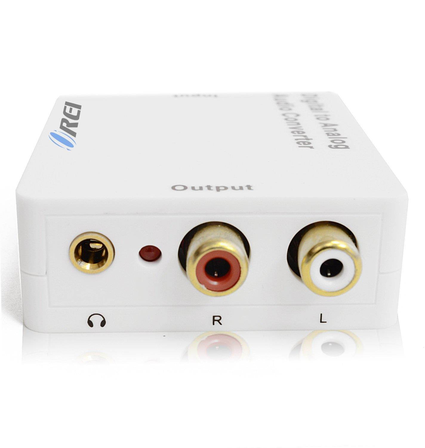 Orei DA21 Optical SPDIF/Coaxial Digital to RCA L/R Analog Audio Converter with 3.5mm Jack Support Headphone/Speaker Outputs