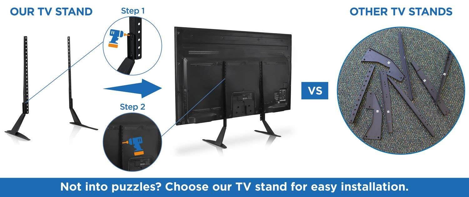 Mount-It! Universal TV Stand Base Replacement, Table top Pedestal Mount Fits 32 37 40 42 47 50 55 60 inch LCD LED PLASMA TVs, 110 Lb Capacity (MI-848)