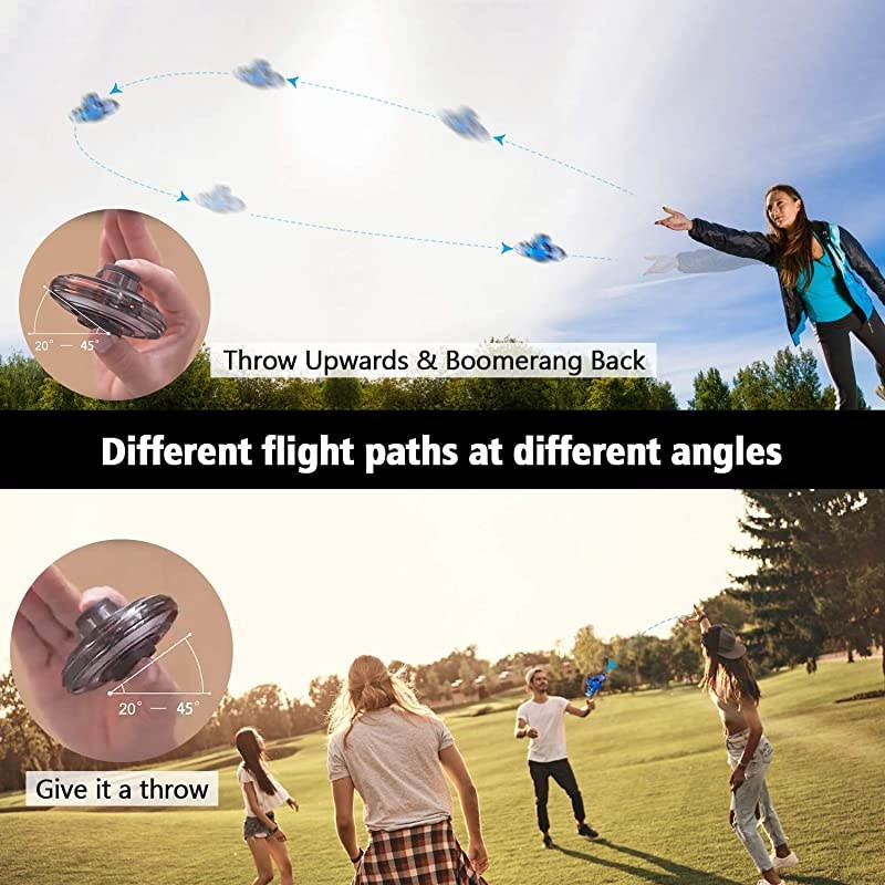 2020 Upgraded The Most Tricked-Out Flying Spinner, Hand Operated Drones for Kids or Adults - UFO Flying Toy with 360&deg; Rotating and Shinning LED Lights