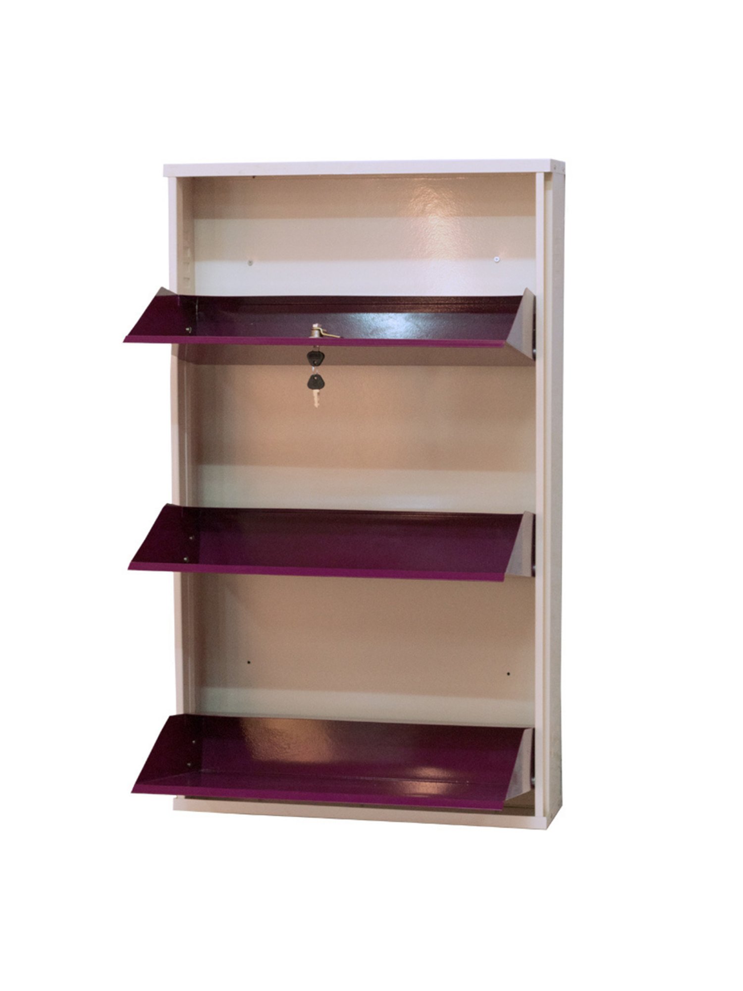 Delite Kom Metal Shoe Rack - 24" 3 Shelf, Ivory Violet, PowderCoat, Wall Mount, DIY