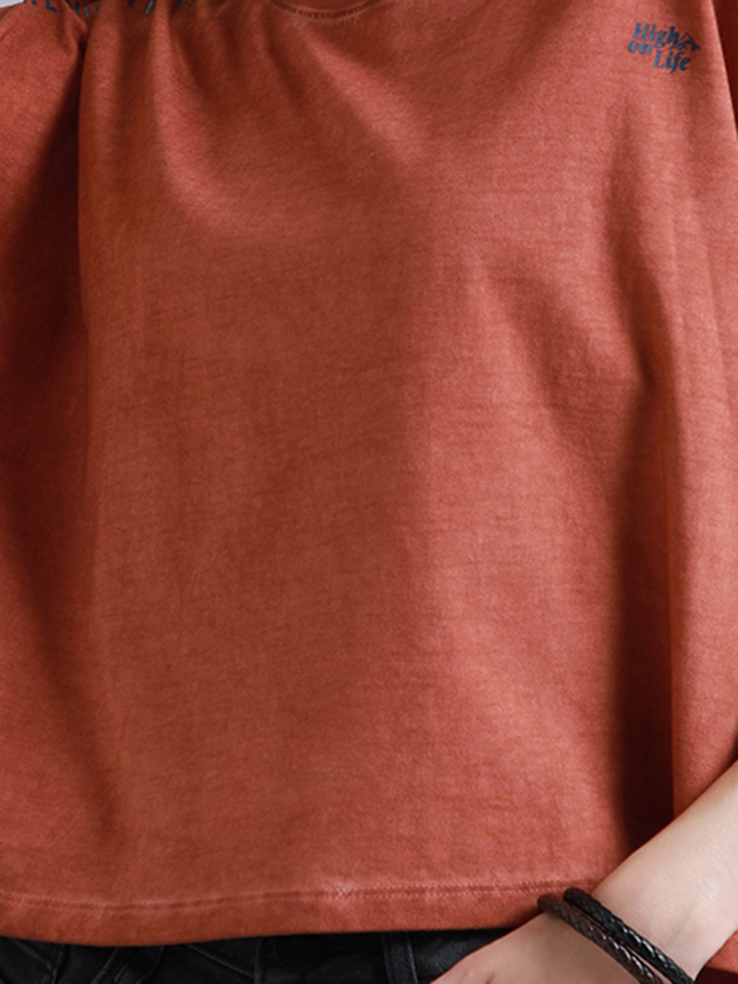 High Star Red Cotton Graphic Print T-Shirt